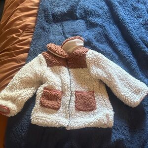 Little Lass Brown and Cream Sherpa Jacket